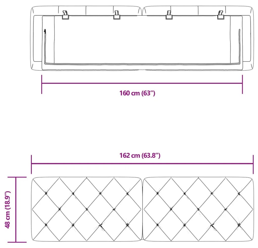 Almofadão de cabeceira 160 cm veludo cinzento-claro