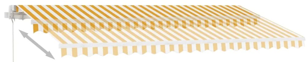 Toldo retrátil manual com LED 450x300 cm amarelo e branco