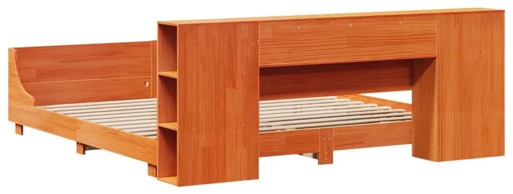 Cama sem colchão 200x200 cm pinho maciço castanho-mel
