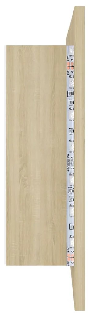 Armário espelhado casa de banho LED acrílico carvalho sonoma