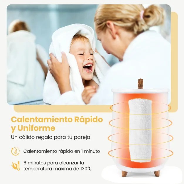 Aquecedor de Toalhas Cubo 20L com Temporizador de 3 Níveis de Aquecimento e Desligamento Automático Branco