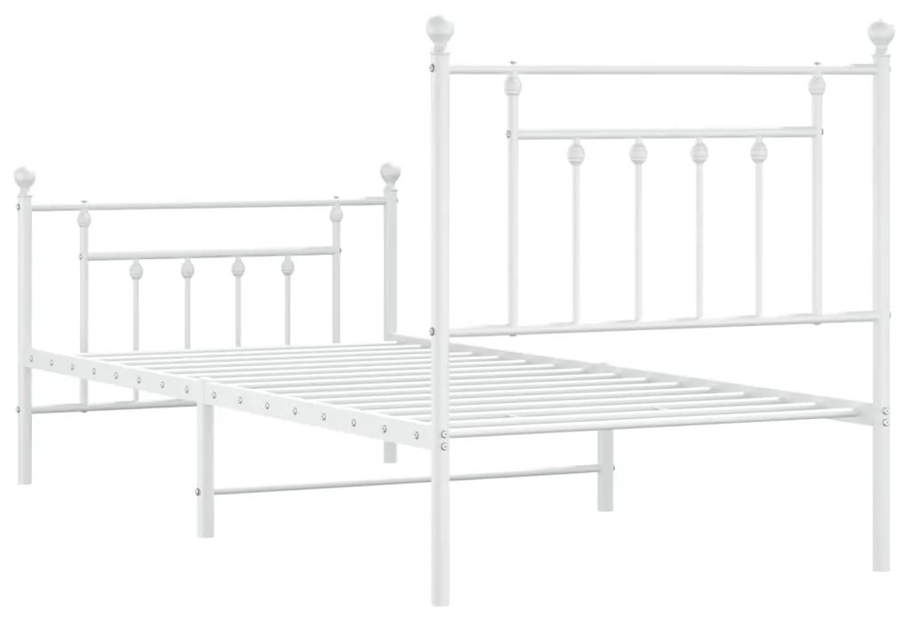 Estrutura de cama com cabeceira e pés 90x190 cm metal branco