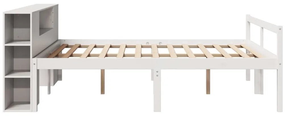 Cama com estante sem colchão 180x200 cm pinho maciço branco