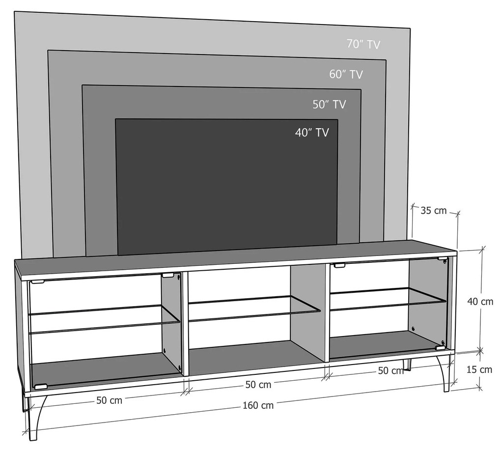 Móvel TV Olympos – Nogueira – 160x55x35 cm