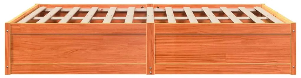 Cama sem colchão 140x190 cm pinho maciço castanho-mel