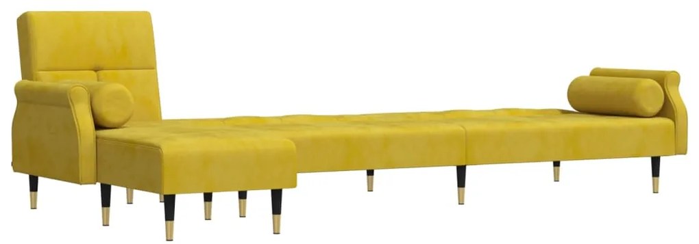 Sofá-cama em forma de L 271x140x70 cm veludo amarelo