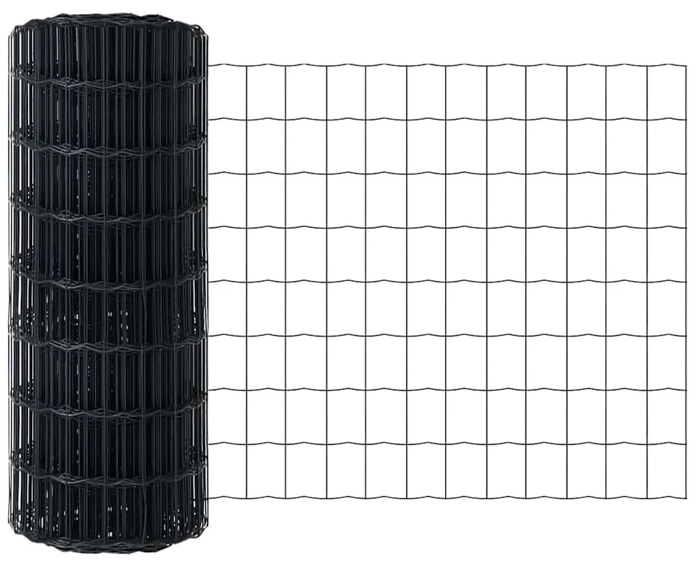 Cerca Euro com 7 estacas, 0,6 x 10m, de aço galvanizado cinza