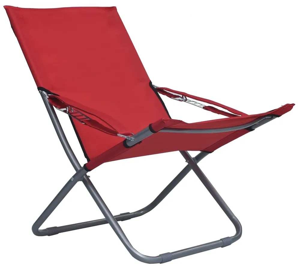 Cadeiras de praia dobráveis 2 pcs tecido vermelho