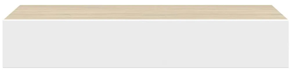 Prateleiras parede c/ gavetas 2pcs MDF carvalho/branco
