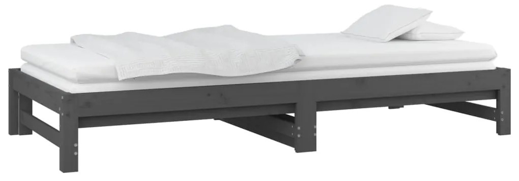 Sofá-cama de puxar 2x(90x200) cm pinho maciço cinza