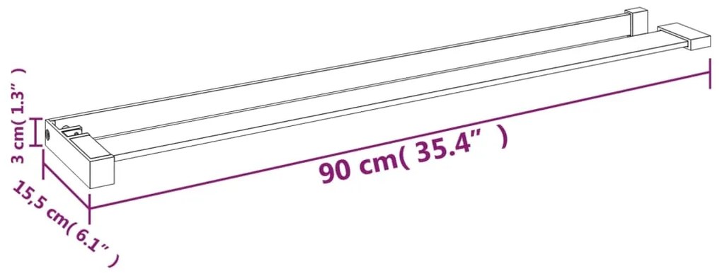 Prateleira duche p/ divisória chuveiro 90 cm alumínio cromado