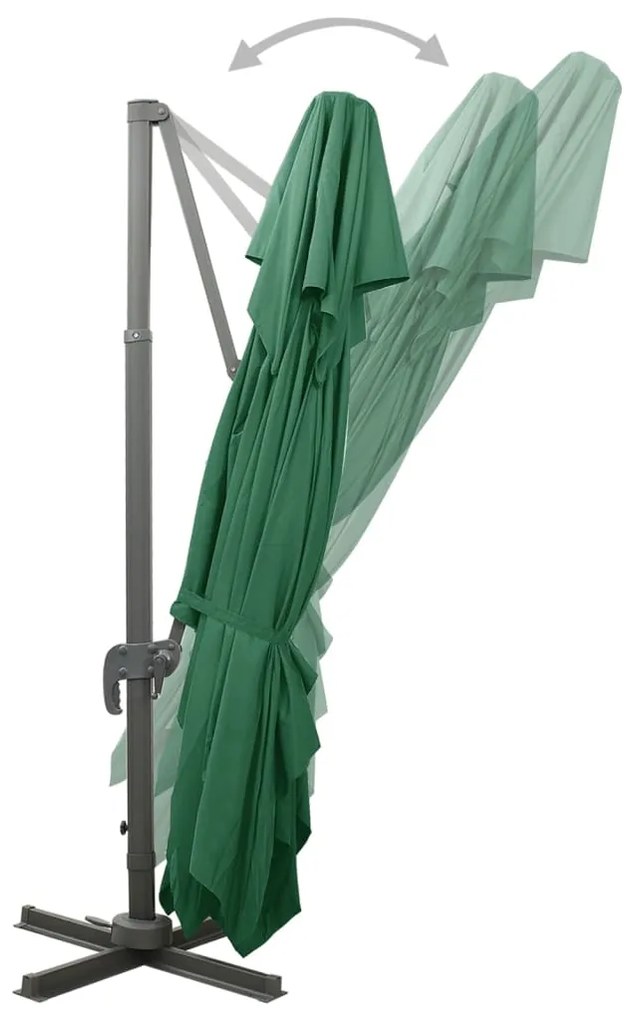 Guarda-sol cantilever com toldo duplo 400x300 cm verde