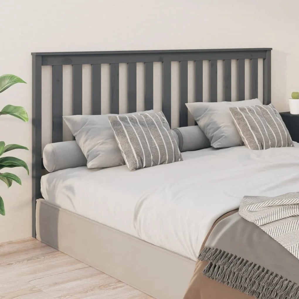 vidaXL Cabeceira de cama 186x6x101 cm pinho maciço cinzento