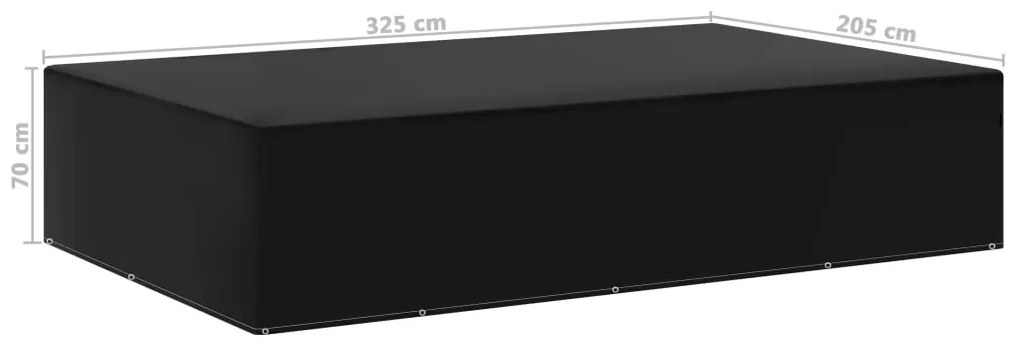 Capa para mobiliário de jardim com 12 ilhós 325x205x70 cm