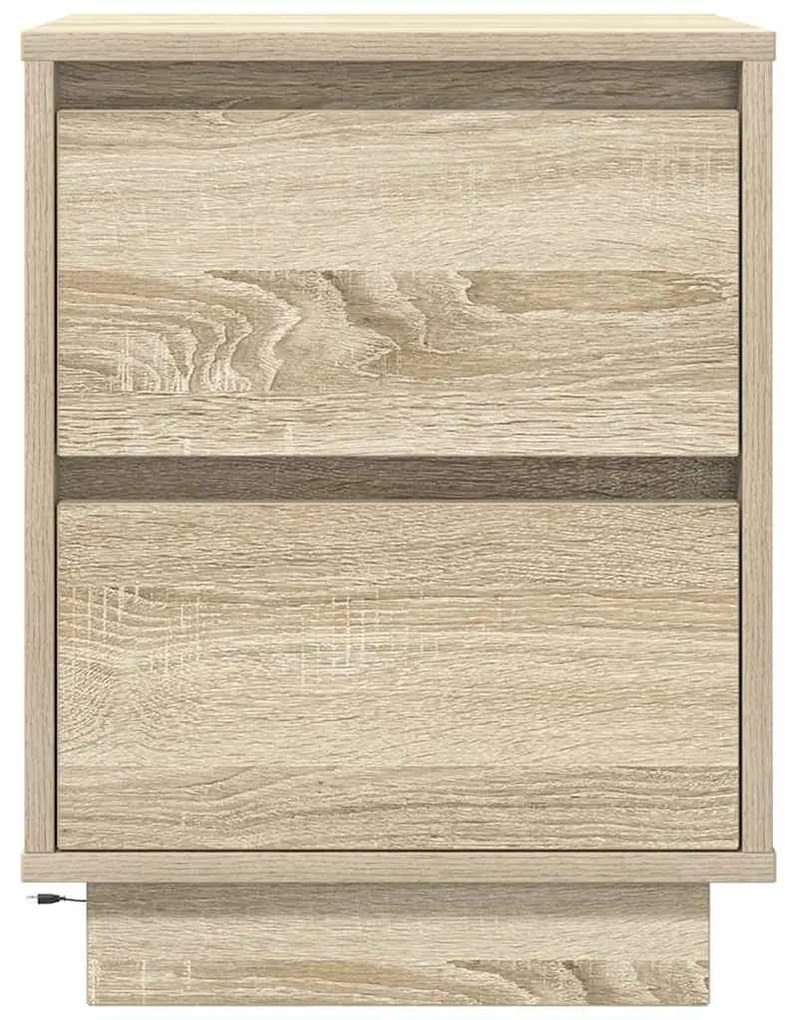 Mesas cabeceira c/ luzes LED 2 pcs 38x34x50cm carvalho sonoma