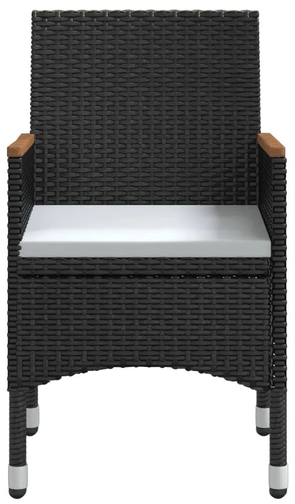 9 pcs conjunto de jantar para jardim com almofadões preto