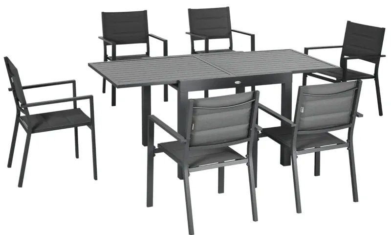 Conjunto de Refeição de Jardim – Rammor – 90-180x89 cm – Cinzento Escu