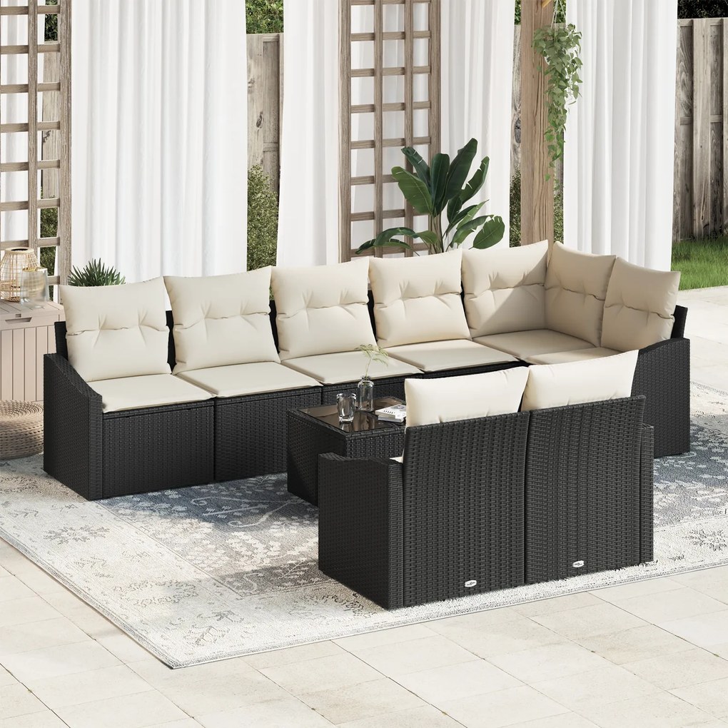 Conjunto de Jantar para Jardim de 8 Peças com Almofadas em Vime Castan