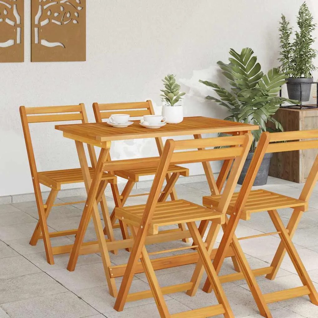 Mesa de Jardim Dobrável Retangular 100x55x75 cm Madeira Sólida de Acác