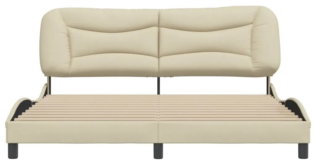 Estrutura de cama sem colchão 180x200 cm tecido cor creme