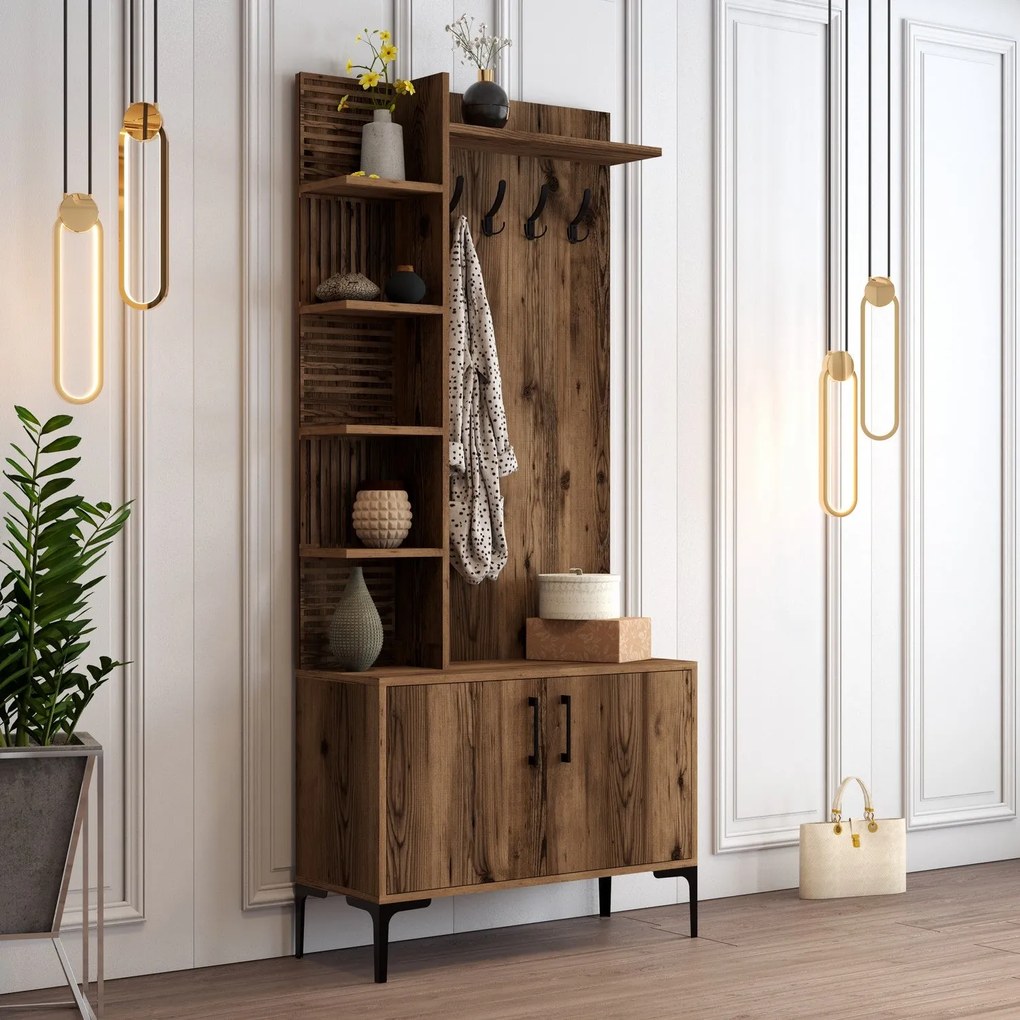 Hall Stand Viyana D – Nogueira – 90x200x35 cm