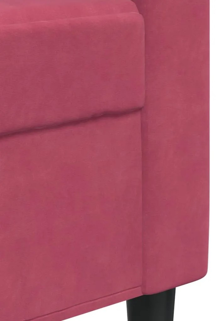 Sofá de 2 lugares veludo 140 cm vermelho tinto