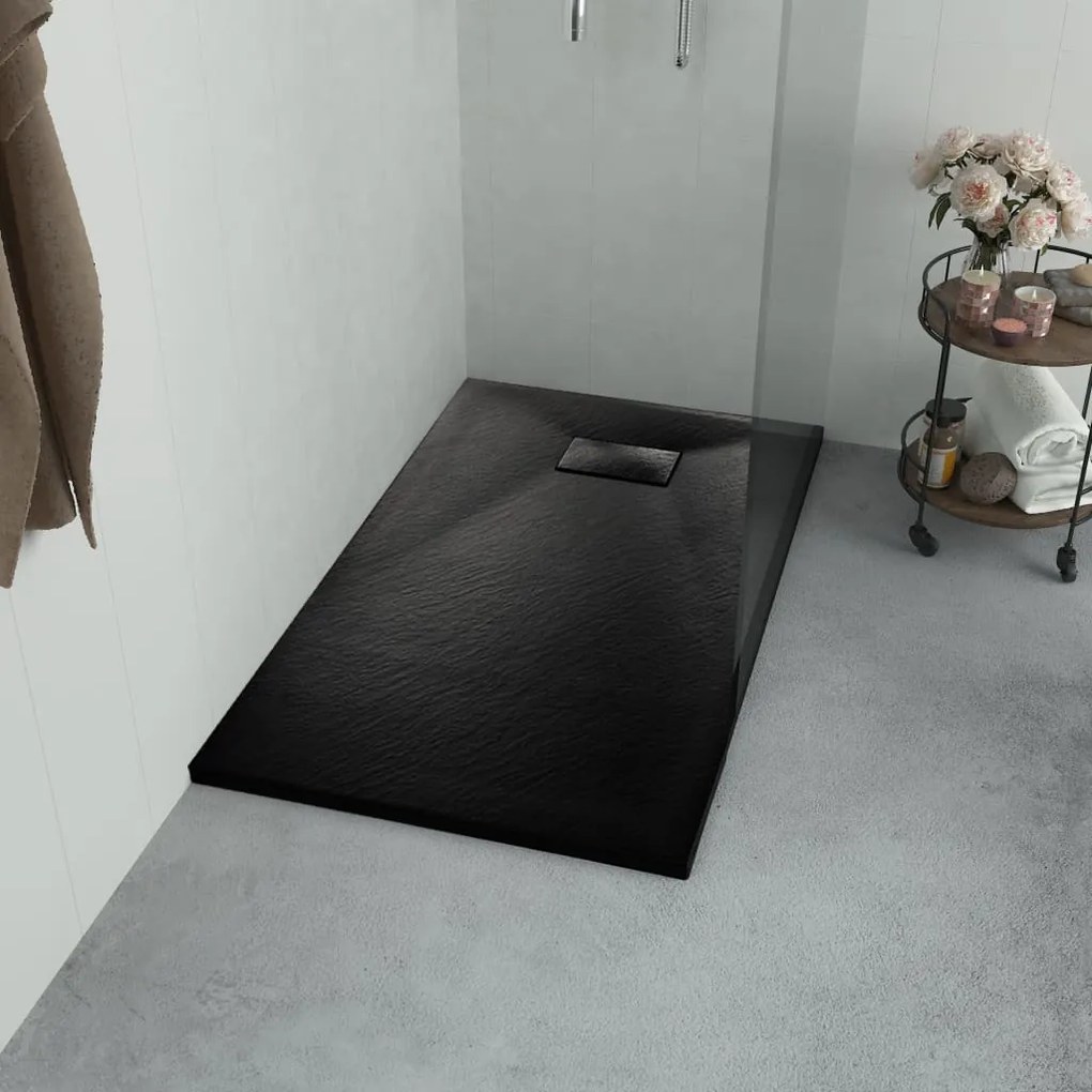 144778 vidaXL Base de chuveiro SMC 90x80 cm preto