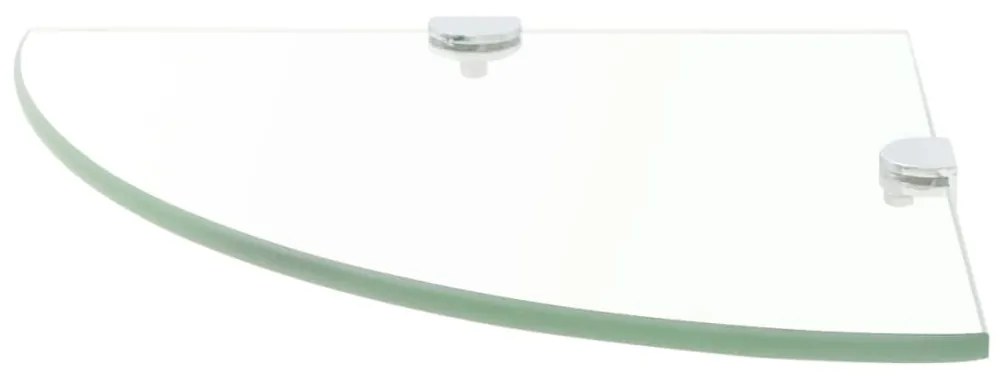 Prateleira canto suportes cromados vidro transparente 25x25cm