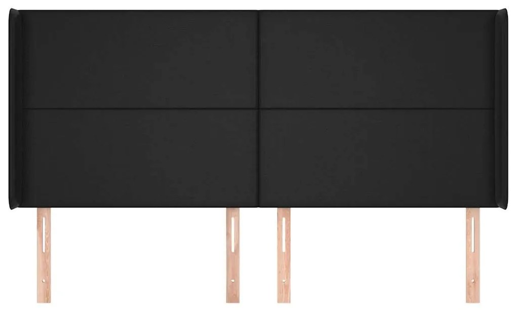 Cabeceira de cama c/ abas couro artif. 163x16x118/128 cm preto