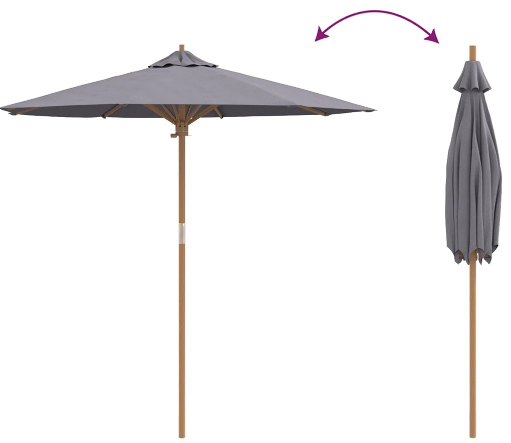 Guarda-sol Cinza Escuro da 217x230 cm Bambu