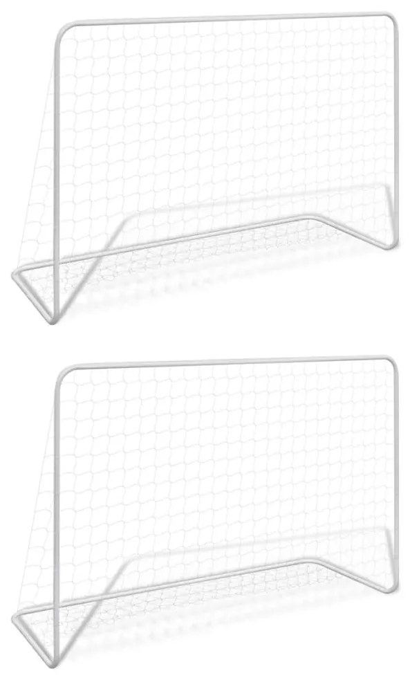 Balizas de futebol com redes 2 pcs aço 182x61x122 cm aço branco