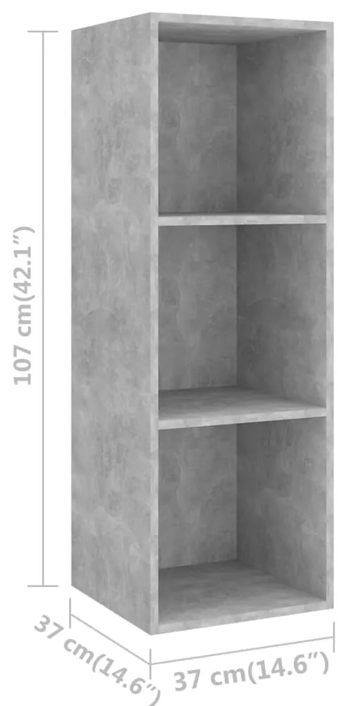 3 pcs conjunto de móveis de TV contraplacado cinzento cimento