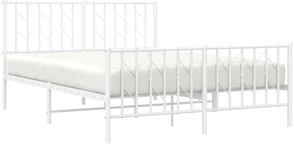 Estrutura de cama com cabeceira e pés 140x200 cm metal branco