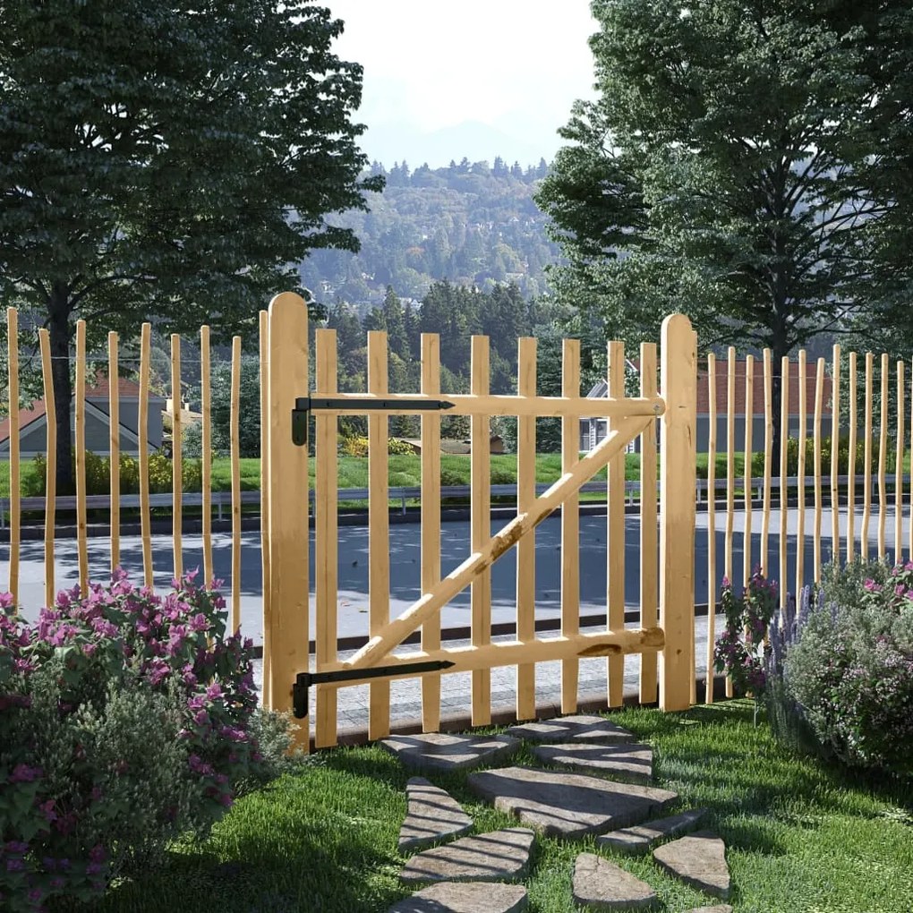 vidaXL Portão para cerca 1 pc 100x100 cm madeira de aveleira