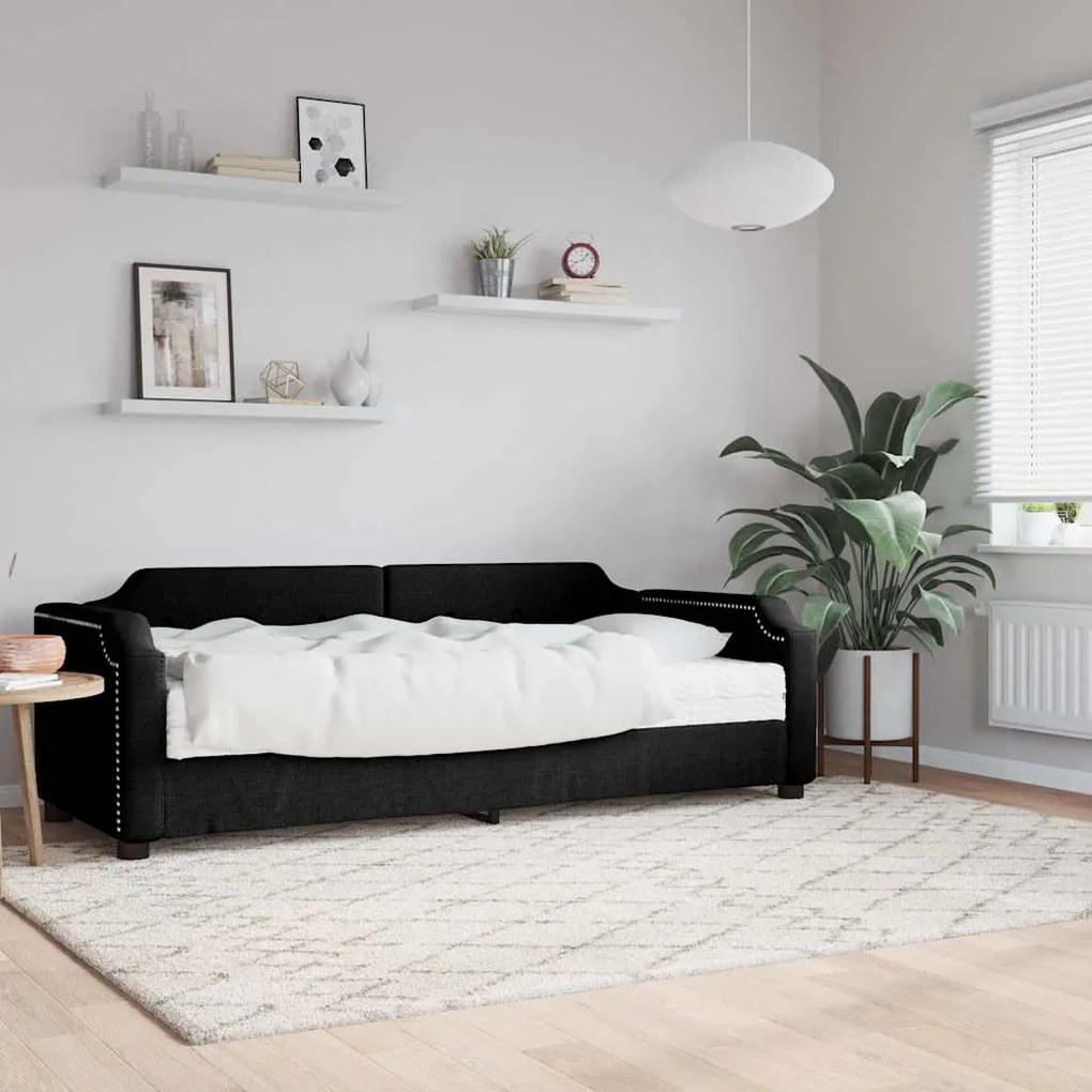 Sofá-cama com colchão 80x200 cm tecido preto