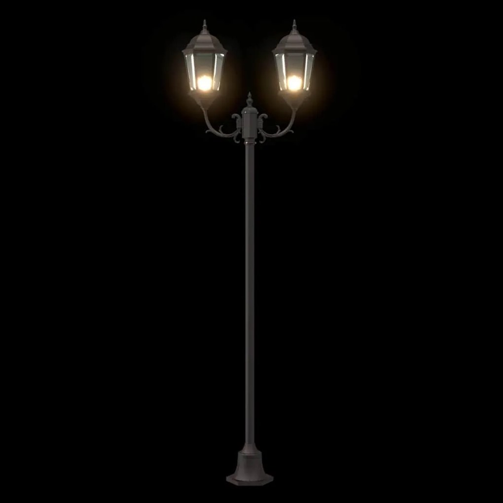 Poste de Luz de Jardim vidaXL 2-Lâmpadas E27 Bronze 220 cm Alumínio