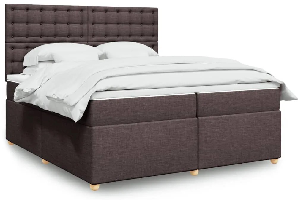 vidaXL Cama com molas/colchão 200x200 cm tecido castanho-escuro