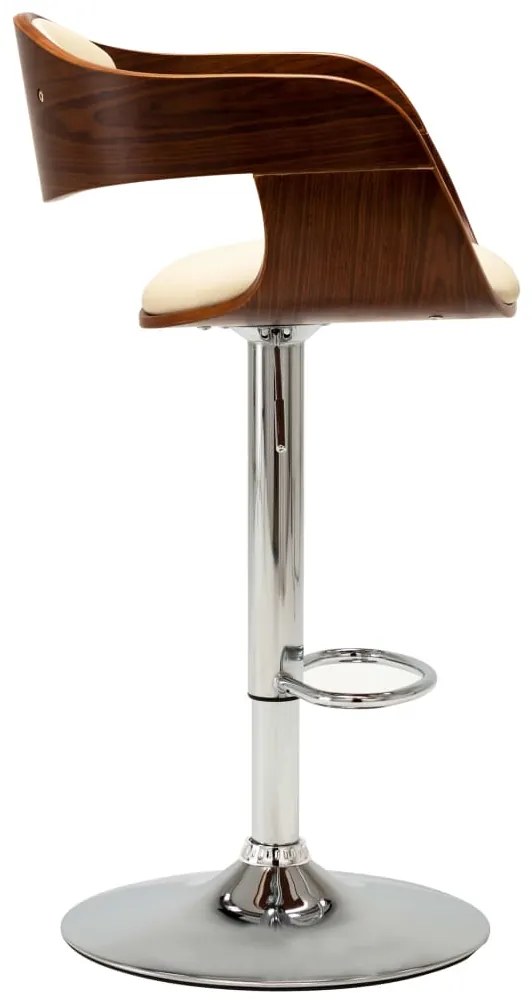 Bancos de bar 2 pcs madeira curvada e couro artificial creme