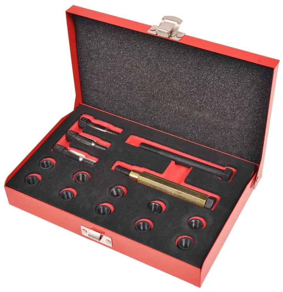 vidaXL Kit reparação roscas velas incandescência 15 pcs M10 x 1,0 mm