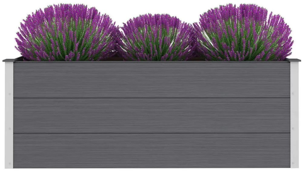 Canteiro elevado para jardim WPC 150x50x54 cm cinzento