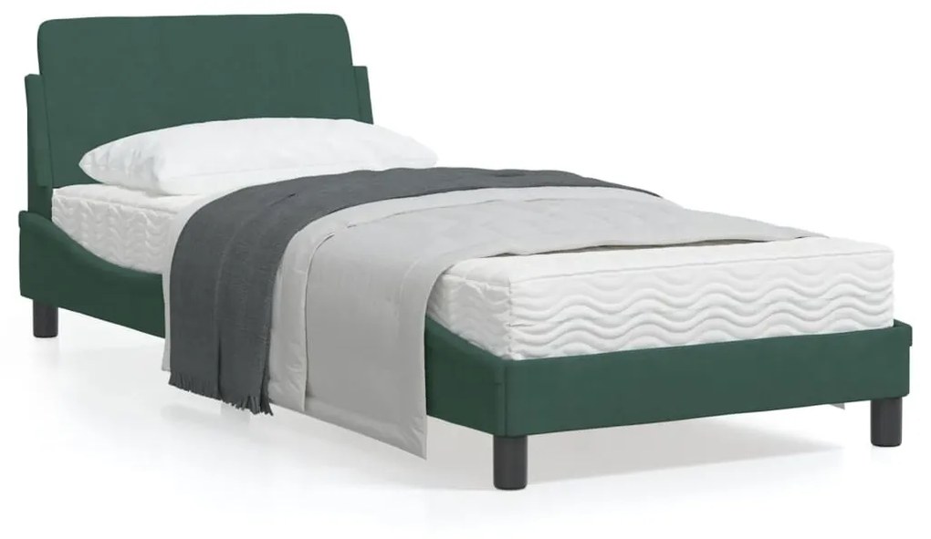 vidaXL Estrutura de cama sem colchão 90x200 cm veludo verde-escuro