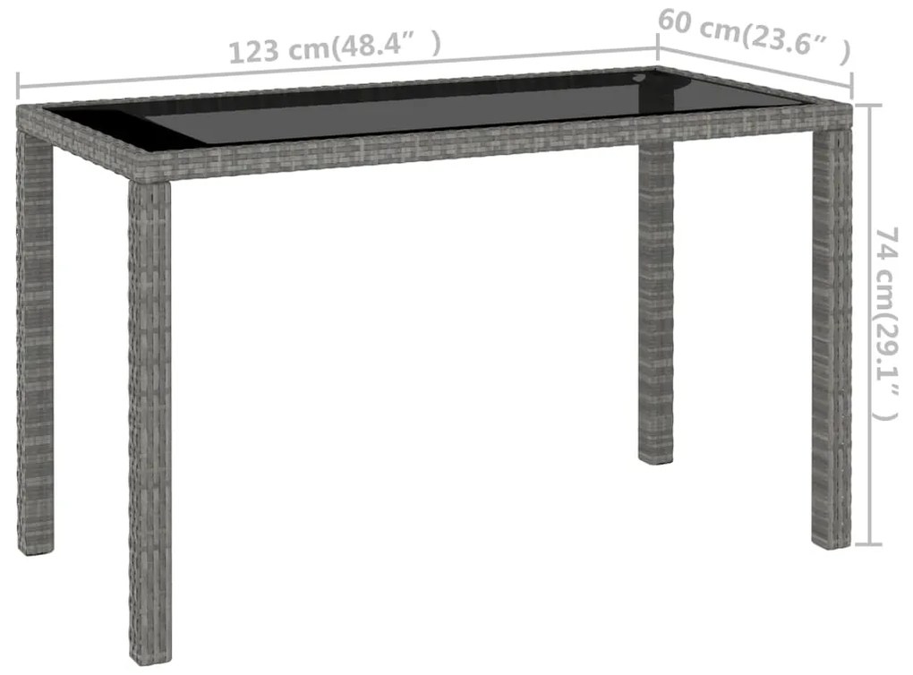Conjunto jantar p/ exterior com almofadões 6 pcs vime cinzento