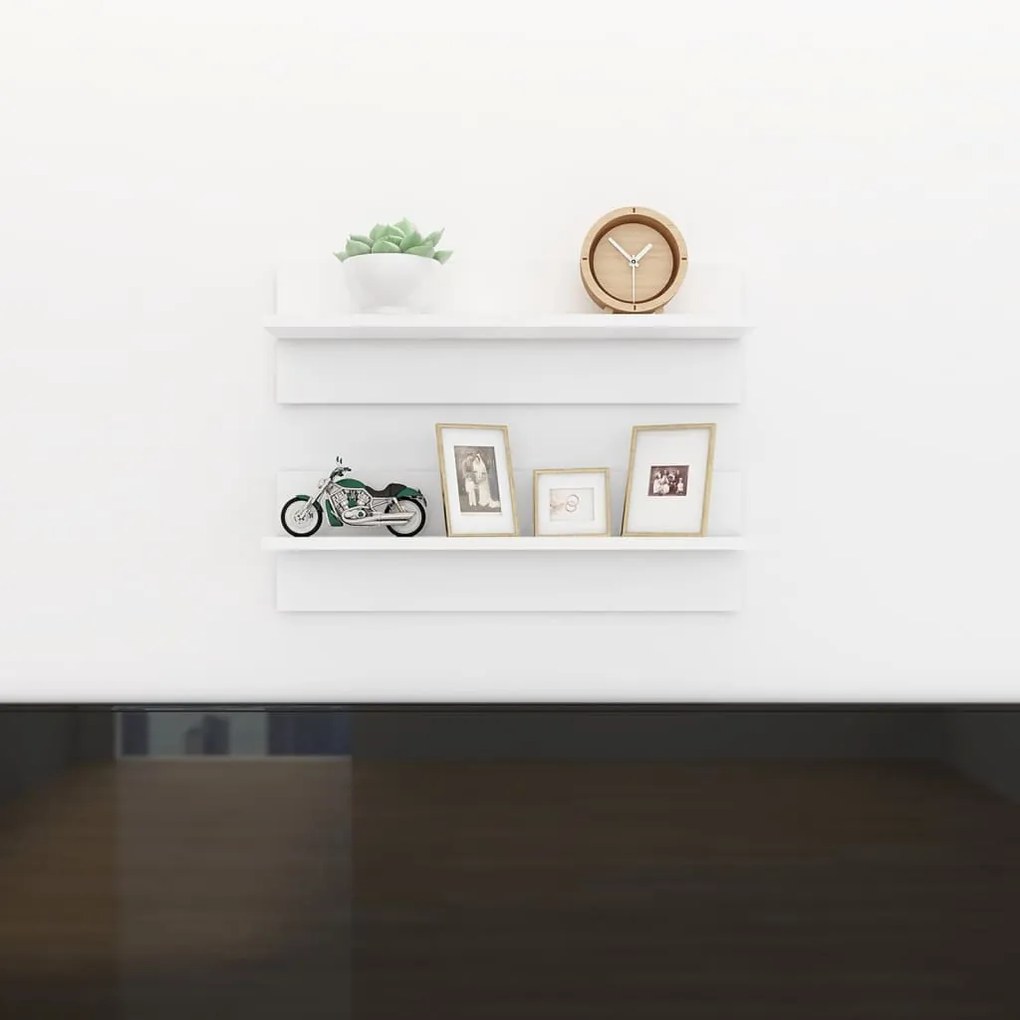 vidaXL Estantes de parede 2 pcs 60x11,5x18 cm contraplacado branco