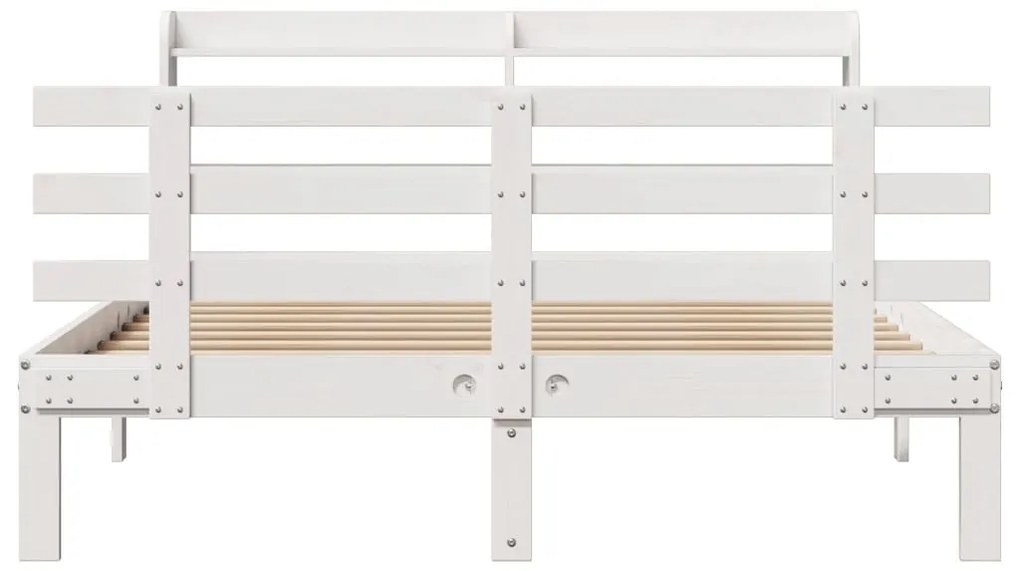 Estrutura de cama c/ cabeceira sem colchão 140x190 cm branco
