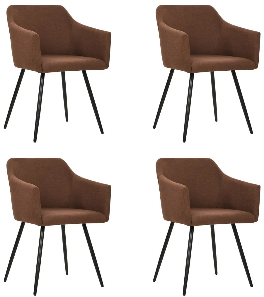 vidaXL Cadeiras de jantar 4 pcs tecido castanho