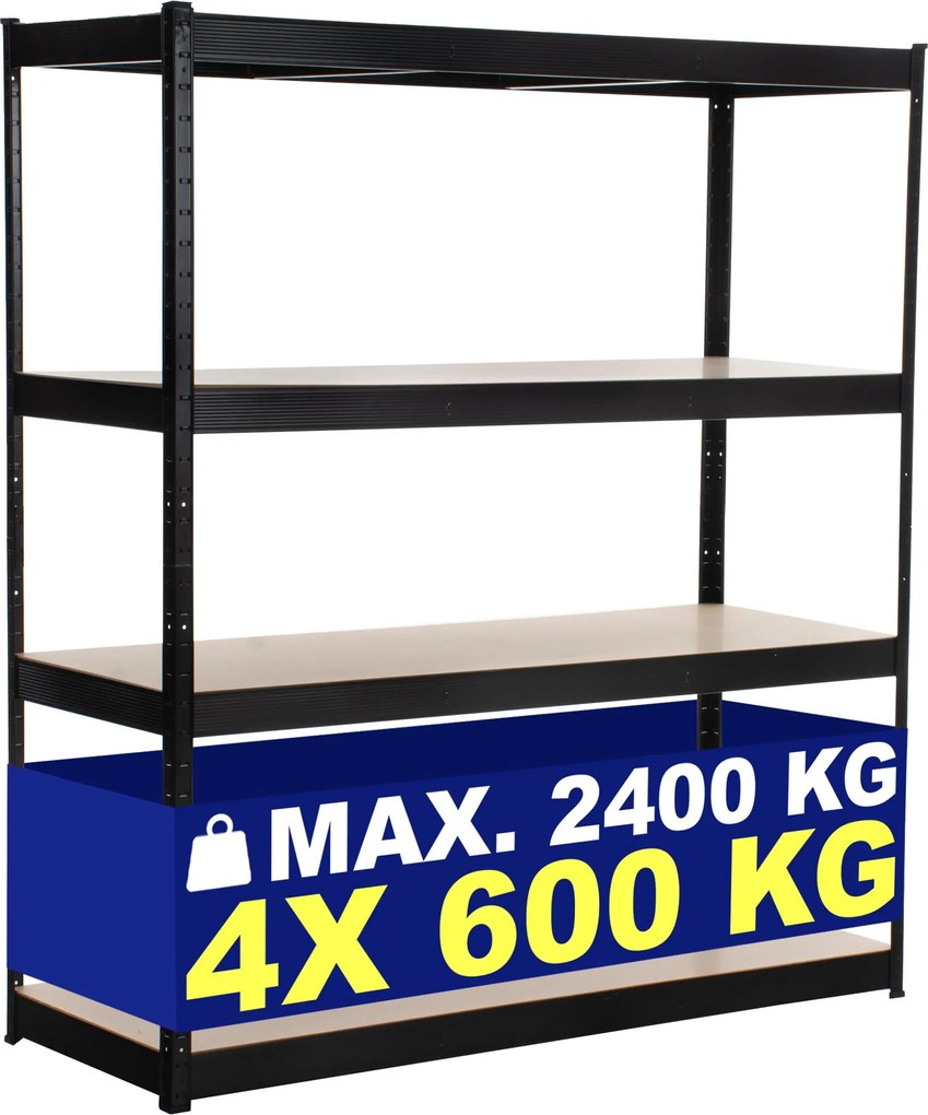 Estante para cargas pesadas 160 x 180 x 60 cm Preto