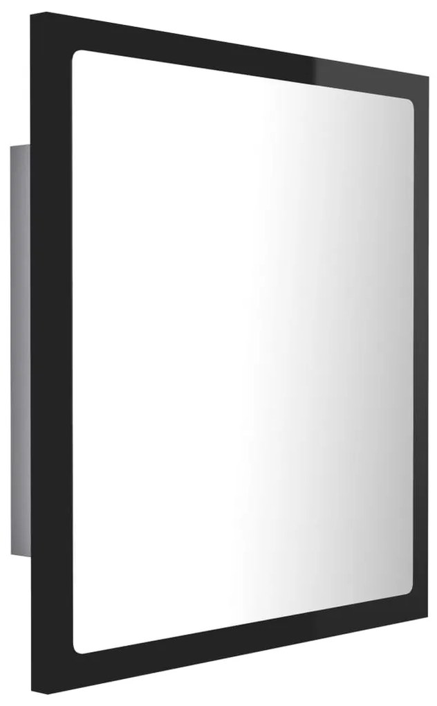 Espelho casa banho c/ LED 40x8,5x37 cm acrílico preto brilhante