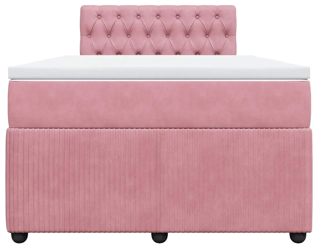 Cama boxspring com colchão 120x190 cm veludo rosa
