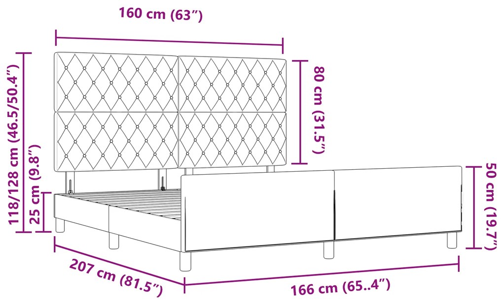 Cama vidaXL Azul Escuro 160x200 cm Veludo