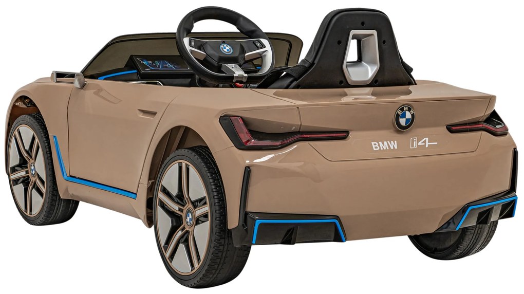 Carro elétrico para Crianças 12V BMW I4 Rodas de EVA, Assento de couro Dourado